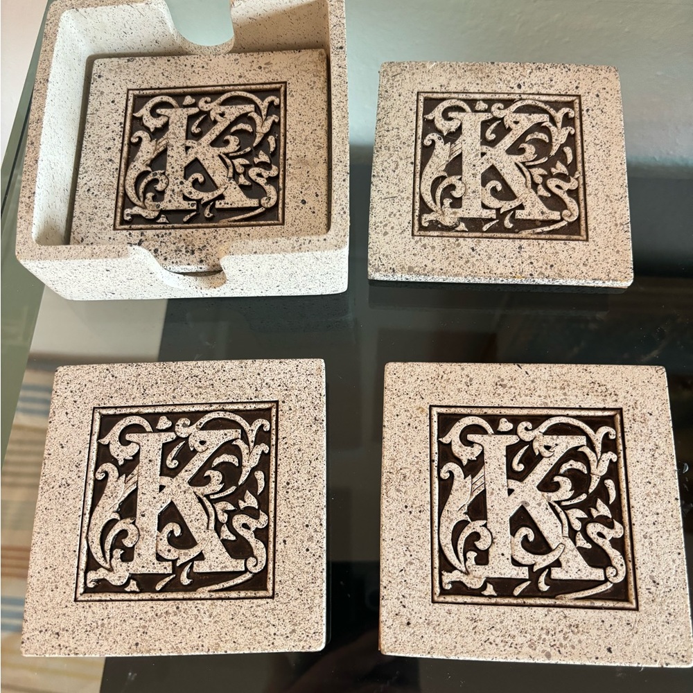 Kirkland coaster set of four monogrammed K
